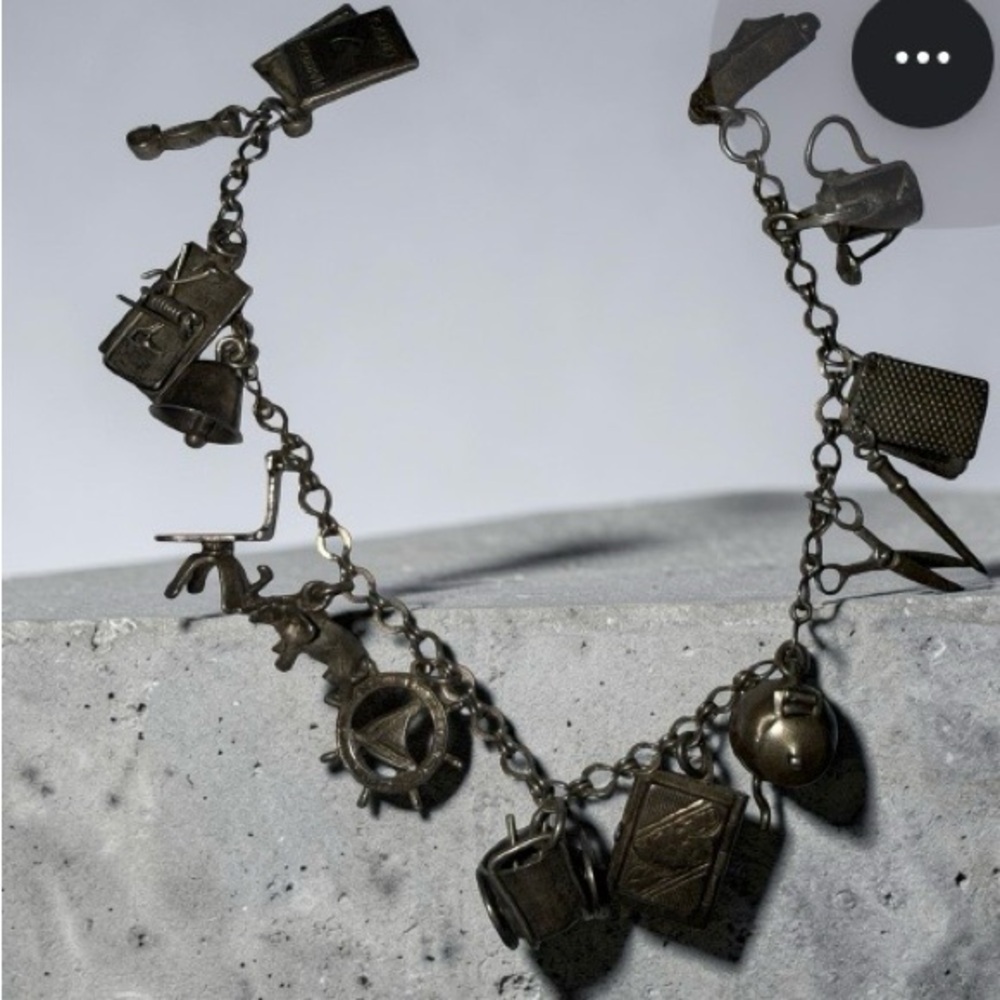 Rare! VINTAGE 1940s 1950s STERLING SILVER CHARM BRACELET | MEXICO SIGCO